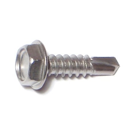 Midwest Fastener Self-Drilling Screw, #10 x 3/4 in, Zinc Plated Stainless Steel Flange Hex Head External Hex Drive 09848